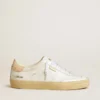 Soul Star pour femme en cuir blanc avec languette de talon en cuir rose
