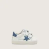Baby Old School en cuir blanc avec étoile en daim bleu denim