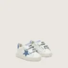 Baby Old School en cuir blanc avec étoile en daim bleu denim