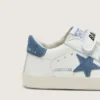 Baby Old School en cuir blanc avec étoile en daim bleu denim
