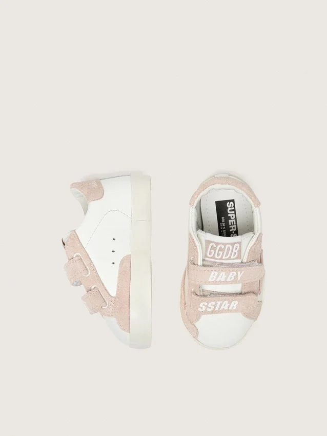 Baby School en cuir nappa avec étoile en daim rose et imprimé mascotte
