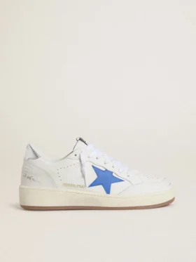 Ball Star avec étoile en cuir bleu clair et languette de talon en cuir à effet argenté