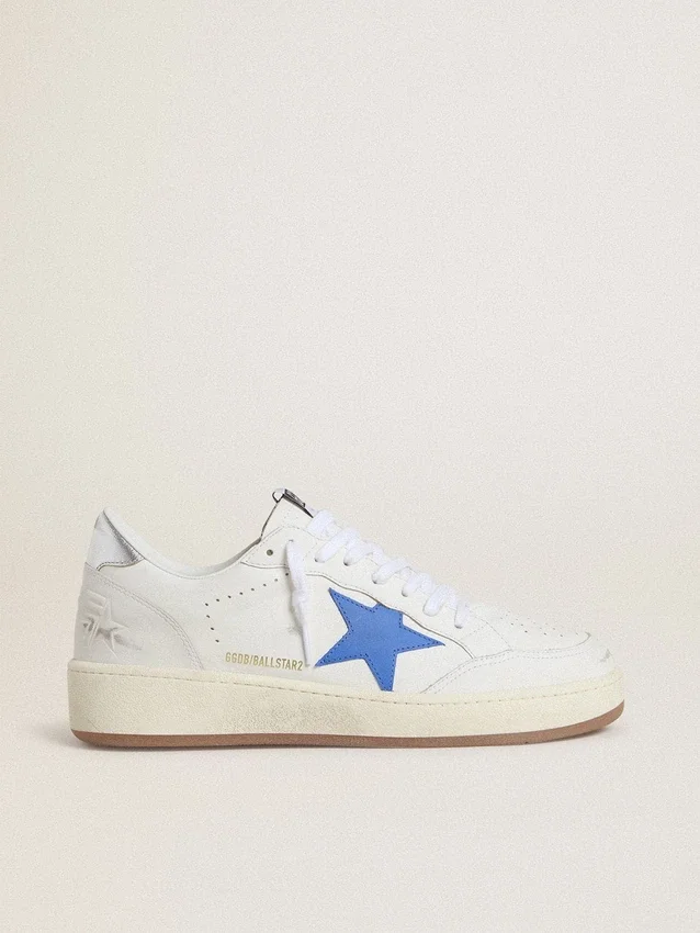 Ball Star avec étoile en cuir bleu clair et languette de talon en cuir à effet argenté