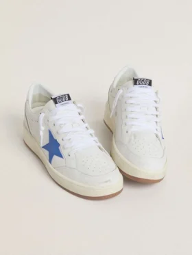 Ball Star avec étoile en cuir bleu clair et languette de talon en cuir à effet argenté