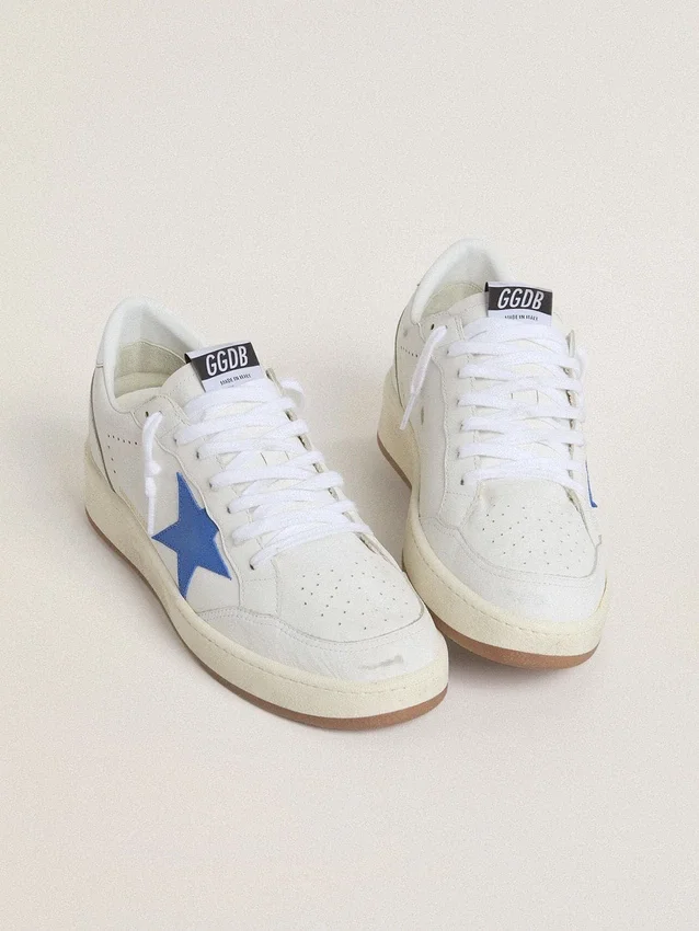 Ball Star avec étoile en cuir bleu clair et languette de talon en cuir à effet argenté