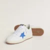 Ball Star avec étoile en cuir bleu clair et languette de talon en cuir à effet argenté