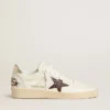 Ball Star avec étoile en cuir bordeaux à imprimé croco et languette de talon dorée