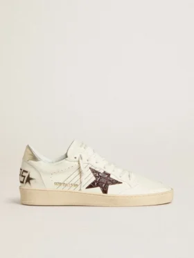 Ball Star avec étoile en cuir bordeaux à imprimé croco et languette de talon dorée