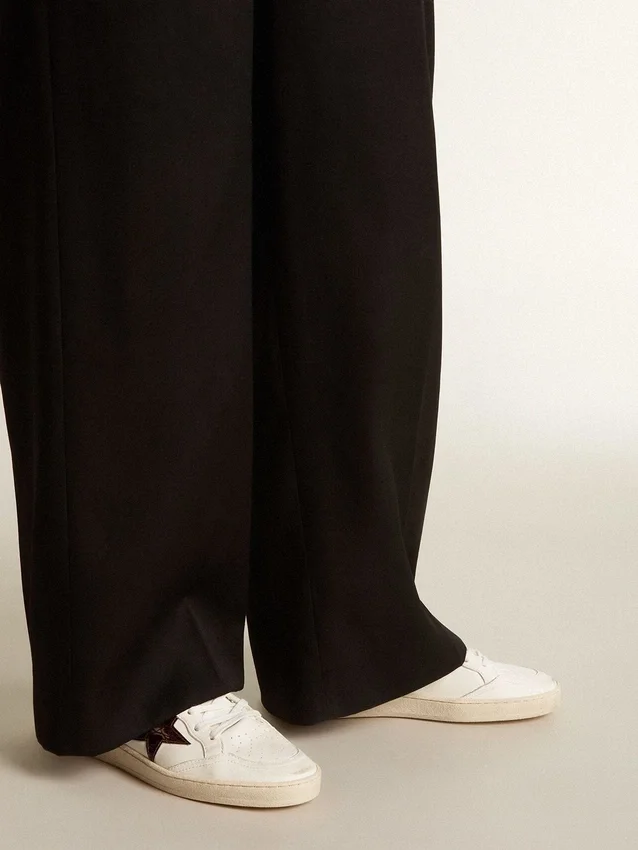 Ball Star avec étoile en cuir bordeaux à imprimé croco et languette de talon dorée