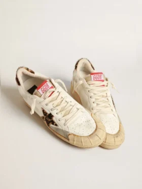Ball Star en cuir nappa avec étoile et languette au talon en cuir de poney à imprimé léopard