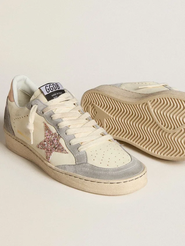 Ball Star en cuir nappa avec étoile pailletée et languette de talon métallisée