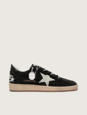 Ball Star en daim noir avec étoile blanche et cristaux Swarovski