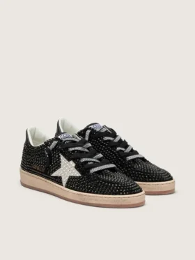 Ball Star en daim noir avec étoile blanche et cristaux Swarovski