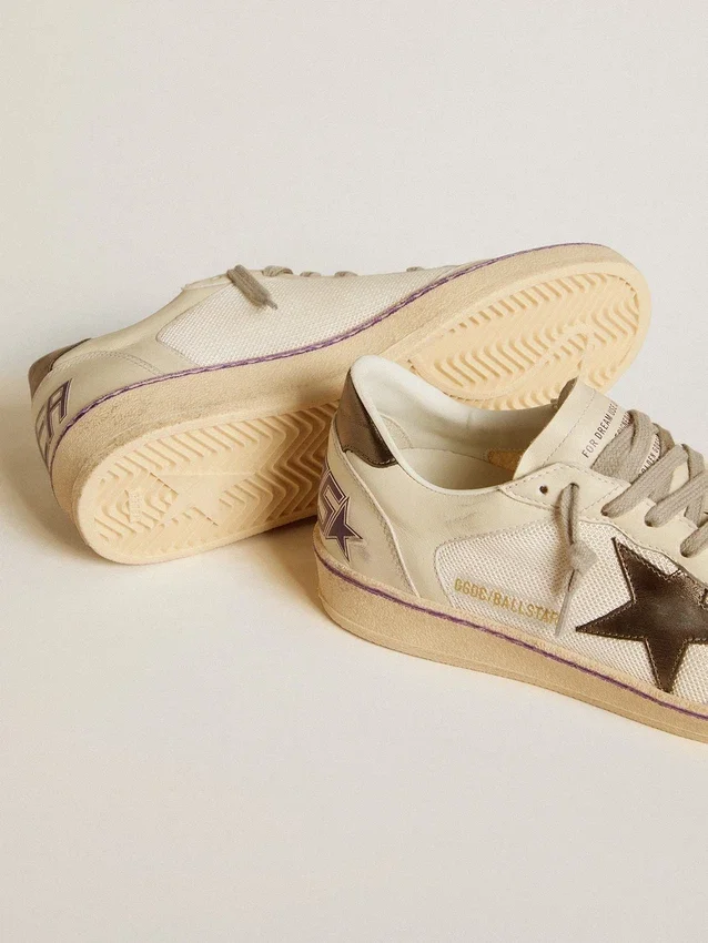 Ball Star en mesh et cuir avec étoile en cuir métallisé et languette au talon