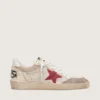 Ball Star en nylon et maille blanche avec étoile en nylon rouge et languette de talon en cuir blanc