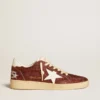 Ball Star en paillettes bordeaux avec étoile et languette de talon en cuir blanc