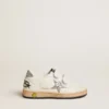 Ball Star Junior en cuir nappa avec étoile pailletée argentée et languette au talon