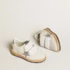 Ball Star Junior en cuir nappa avec étoile pailletée argentée et languette au talon