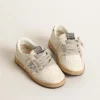 Ball Star Junior en cuir nappa avec étoile pailletée argentée et languette au talon