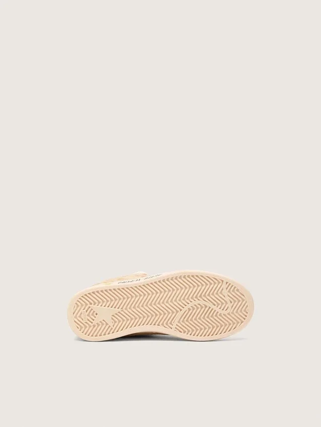 Ball Star Junior en daim beige avec étoile rouge et languette de talon bleu clair