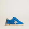 Ball Star junior en daim bleu clair avec étoile et languette de talon en nubuck gris