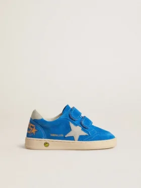Ball Star junior en daim bleu clair avec étoile et languette de talon en nubuck gris