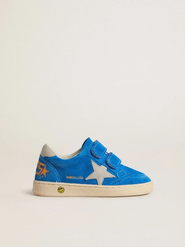 Ball Star junior en daim bleu clair avec étoile et languette de talon en nubuck gris