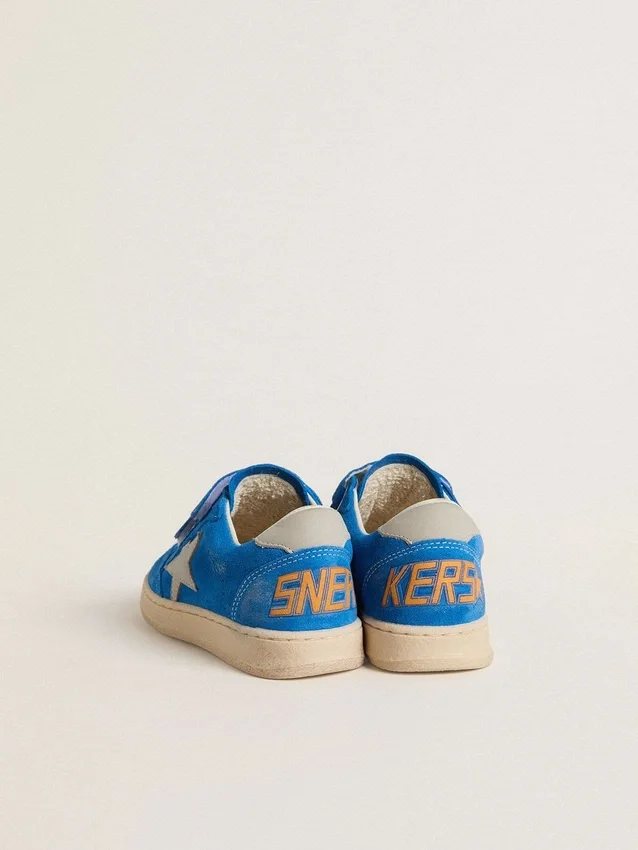 Ball Star junior en daim bleu clair avec étoile et languette de talon en nubuck gris
