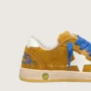 Ball Star Junior en daim ocre avec étoile et languette au talon en cuir blanc brillant