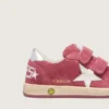 Ball Star Junior en daim rouge avec étoile en cuir blanc et languette de talon argent métallisé