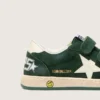 Ball Star Junior en daim vert forêt avec étoile et languette au talon en cuir crème