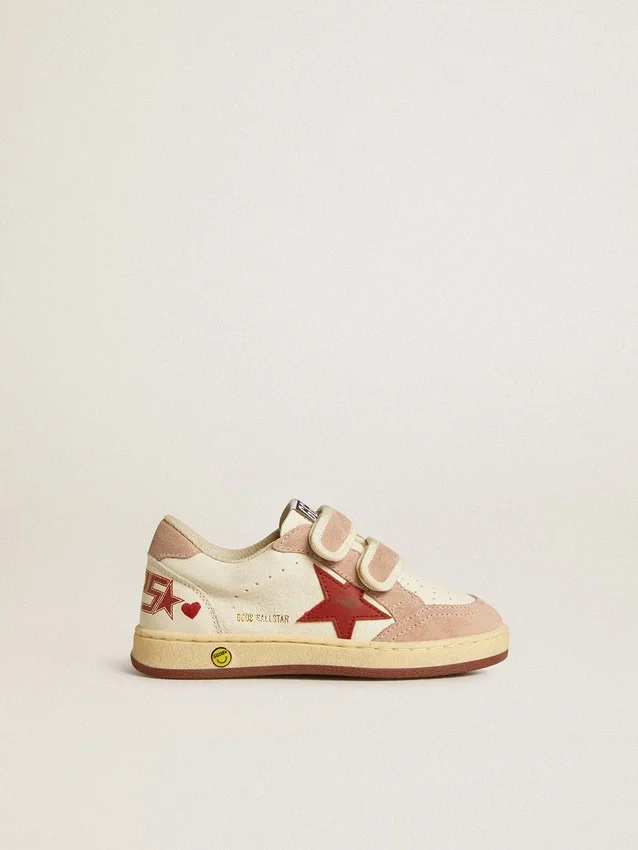 Ball Star Junior en nappa avec étoile en nappa et languette de talon en daim rose
