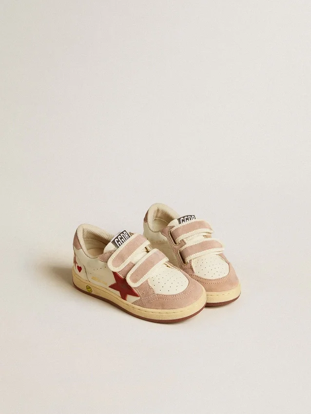 Ball Star Junior en nappa avec étoile en nappa et languette de talon en daim rose
