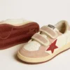 Ball Star Junior en nappa avec étoile en nappa et languette de talon en daim rose