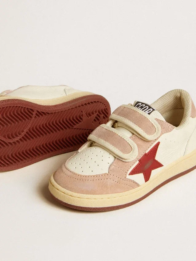 Ball Star Junior en nappa avec étoile en nappa et languette de talon en daim rose