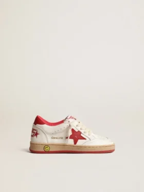 Ball Star Junior en nappa avec étoile et languette au talon en cuir rouge