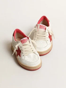 Ball Star Junior en nappa avec étoile et languette au talon en cuir rouge