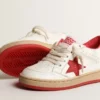 Ball Star Junior en nappa avec étoile et languette au talon en cuir rouge