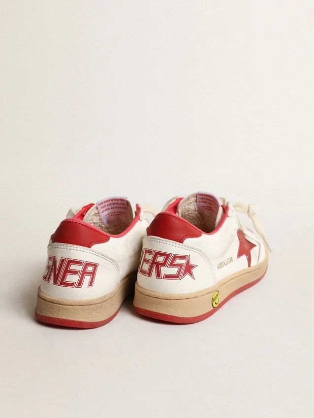 Ball Star Junior en nappa avec étoile et languette au talon en cuir rouge