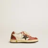 Ball Star Junior en nappa avec étoile noire et empiècements en cuir rouge