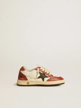 Ball Star Junior en nappa avec étoile noire et empiècements en cuir rouge