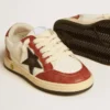 Ball Star Junior en nappa avec étoile noire et empiècements en cuir rouge