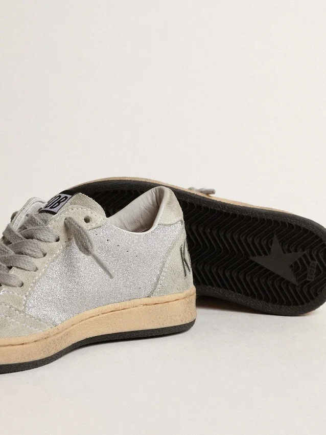 Ball Star Junior pailleté avec empiècements en daim gris glacé