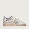 Ball Star LAB pour femme en nylon blanc et cuir de poney, avec étoile argentée et empiècements lilas