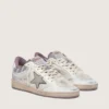Ball Star LAB pour femme en nylon blanc et cuir de poney, avec étoile argentée et empiècements lilas