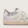 Ball Star LAB pour femme en nylon blanc et cuir de poney, avec étoile argentée et empiècements lilas