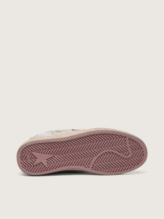 Ball Star LAB pour femme en nylon blanc et cuir de poney, avec étoile argentée et empiècements lilas