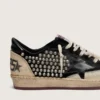 Ball Star LAB pour homme en daim noir avec clous et étoile en cuir noir brillant