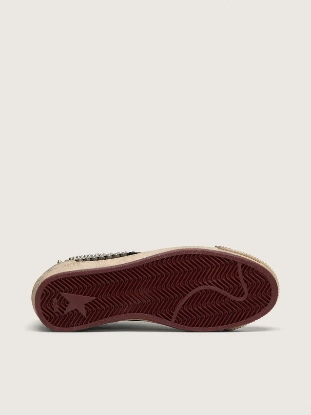 Ball Star LAB pour homme en daim noir avec clous et étoile en cuir noir brillant