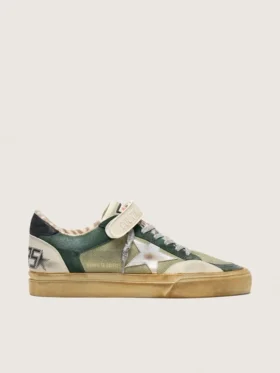 Ball Star LAB pour homme en daim vert avec étoile en cuir argenté et languette de talon en daim noir